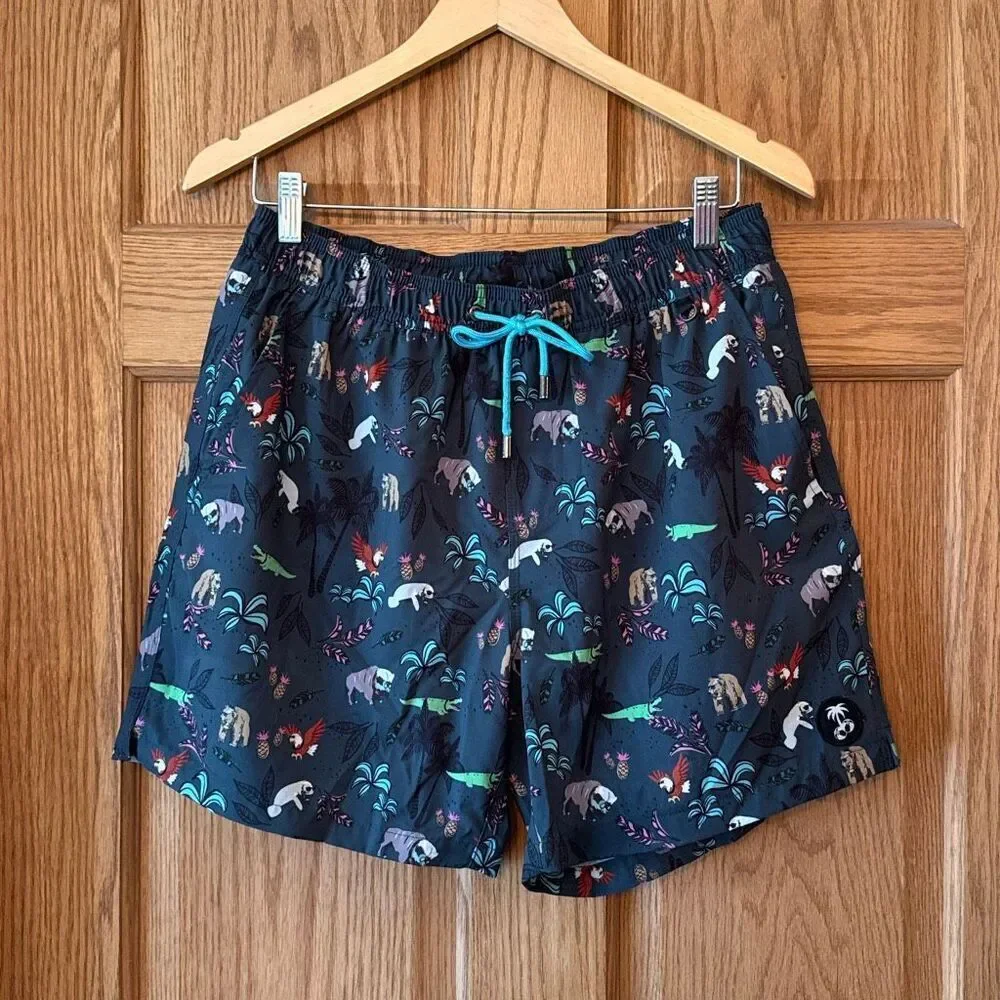 BALLS BEACHWEAR Sunglass Animal Print Swim Trunks Large